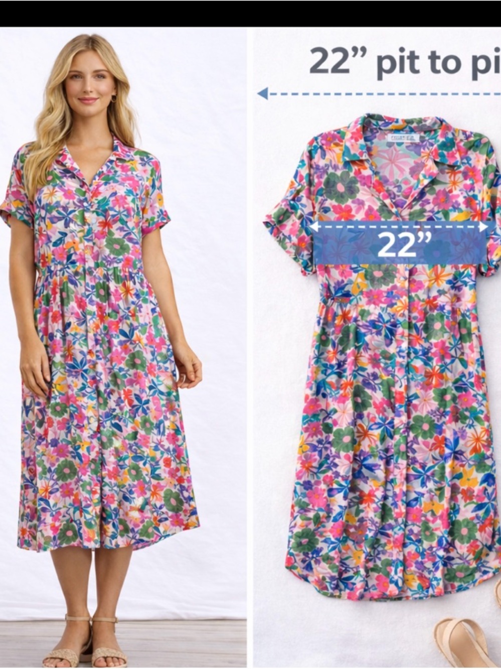 Compañía Fantástica Floral Midi Shirt Dress (Size M)
